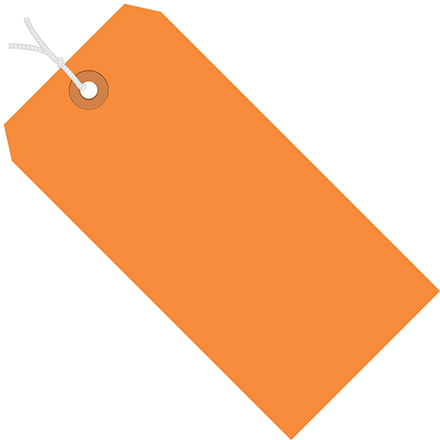 4 <span class='fraction'>1/4</span> x 2 <span class='fraction'>1/8</span>" Orange 13 Pt. Shipping Tags - Pre-Strung